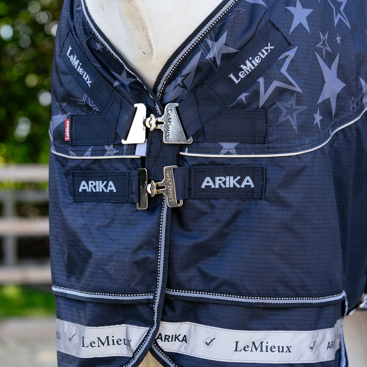 LeMieux Arika Star 100g Detach-A-Neck Turnout Rug Navy