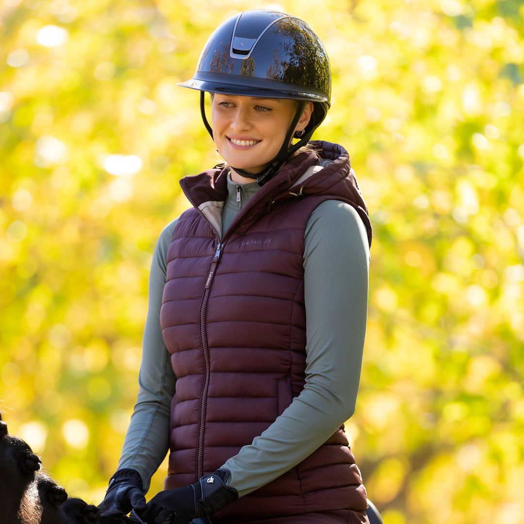 LeMieux Ladies Rose Hooded Puffer Gilet - Damson