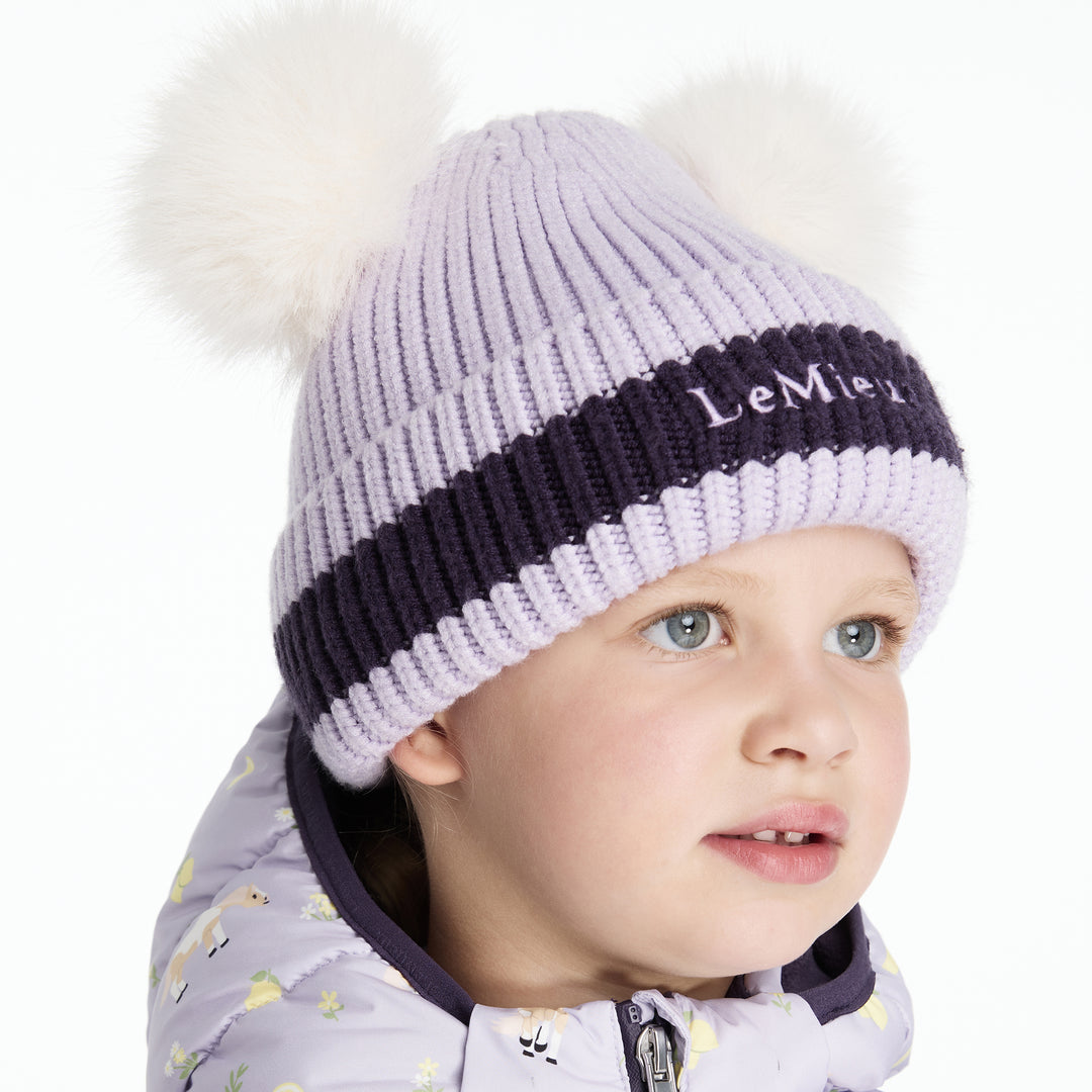 LeMieux Mini Double Pom Beanie - Lilac