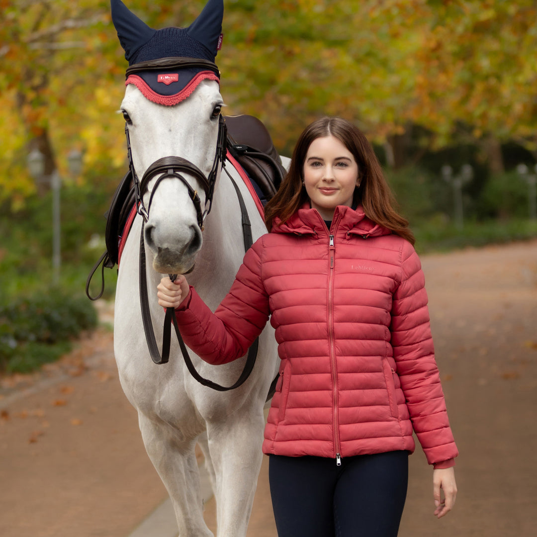 LeMieux Ladies Rose Hooded Puffer Jacket - Cranberry