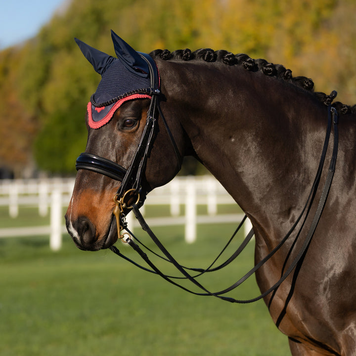 LeMieux Loire Fly Hood - Navy/Cranberry