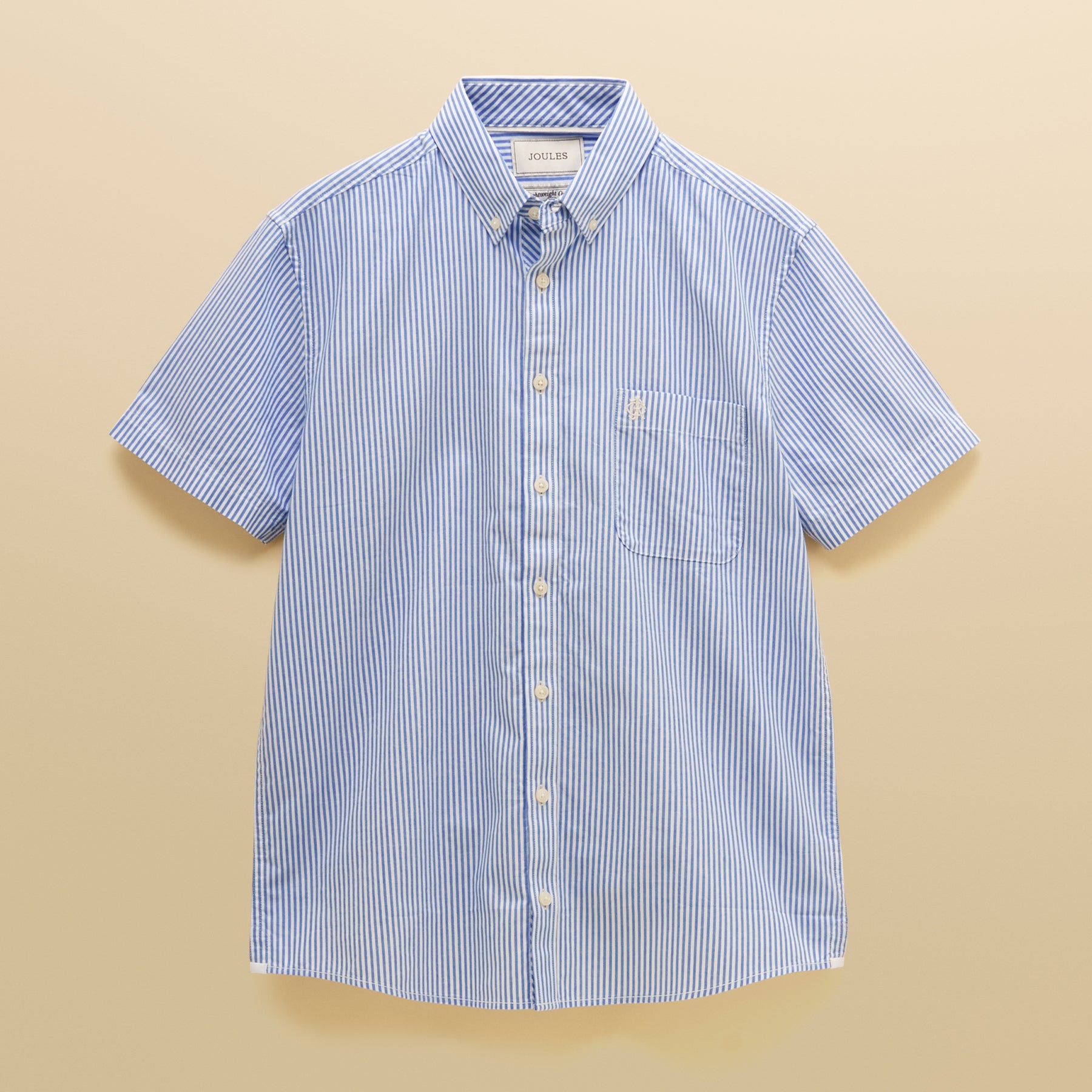 Joules Mens Oxford Lightweight Short Sleeve Stripe Shirt - Blue