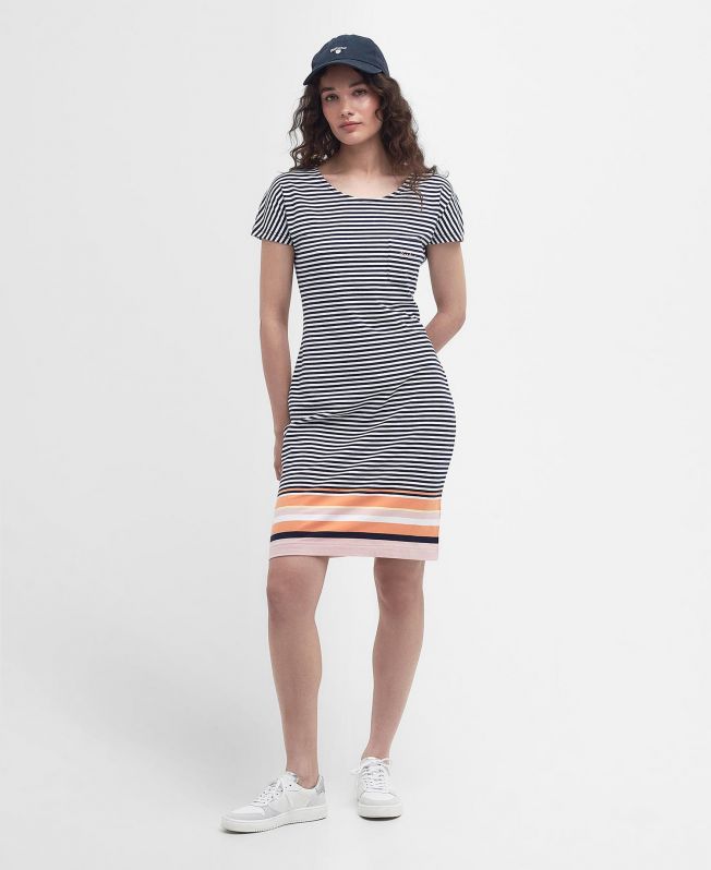 Barbour Ladies Harewood Stripe Dress#Navy stripe