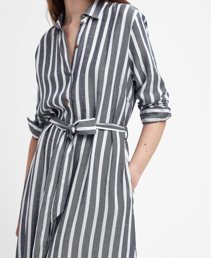 Barbour Ladies Annalise Maxi Dress in Navy Stripe#Navy Stripe