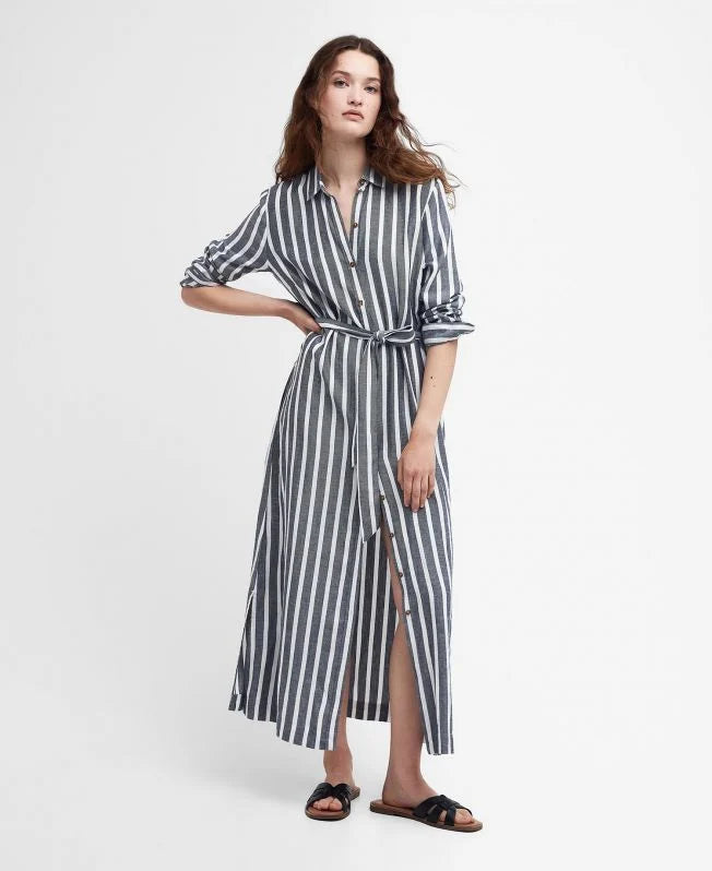 Barbour Ladies Annalise Maxi Dress in Navy Stripe#Navy Stripe