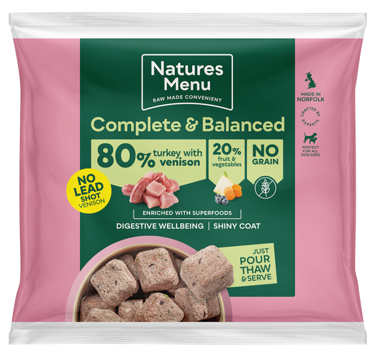 Natures Menu Raw Frozen 80% Venison & Turkey Nuggets