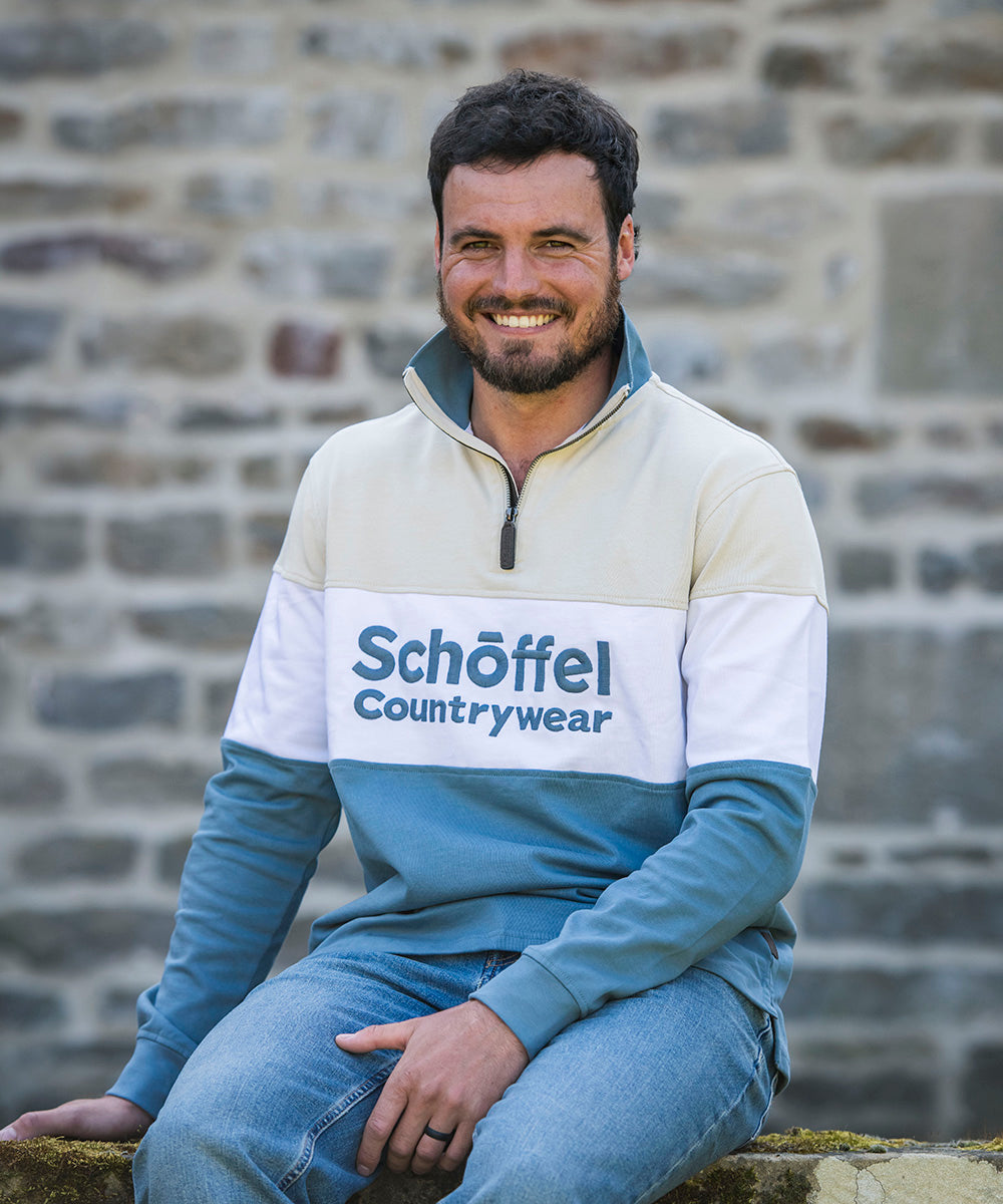Man wearing Schoffel Exeter Heritage 1/4 Zip