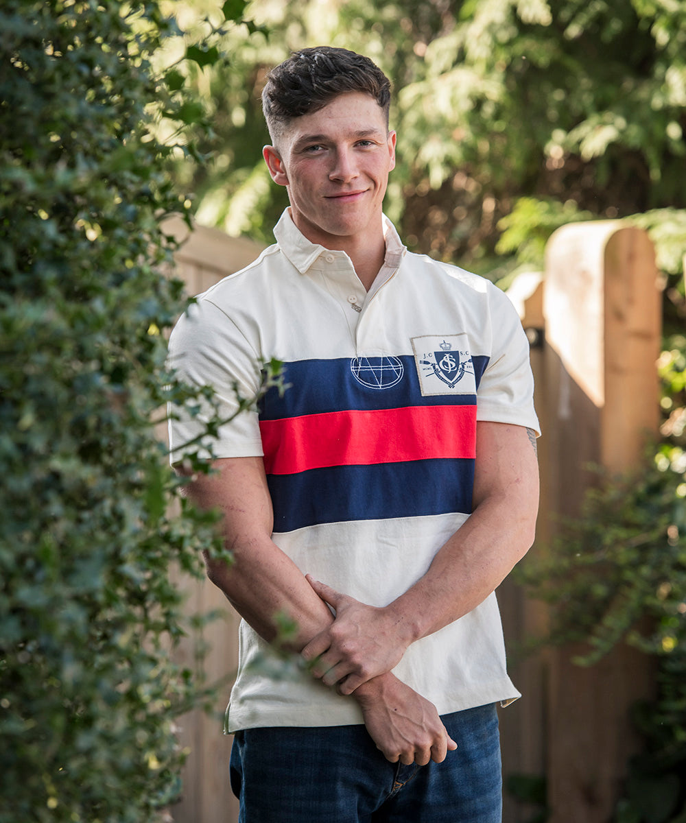 Man wearing Joules polo shirt