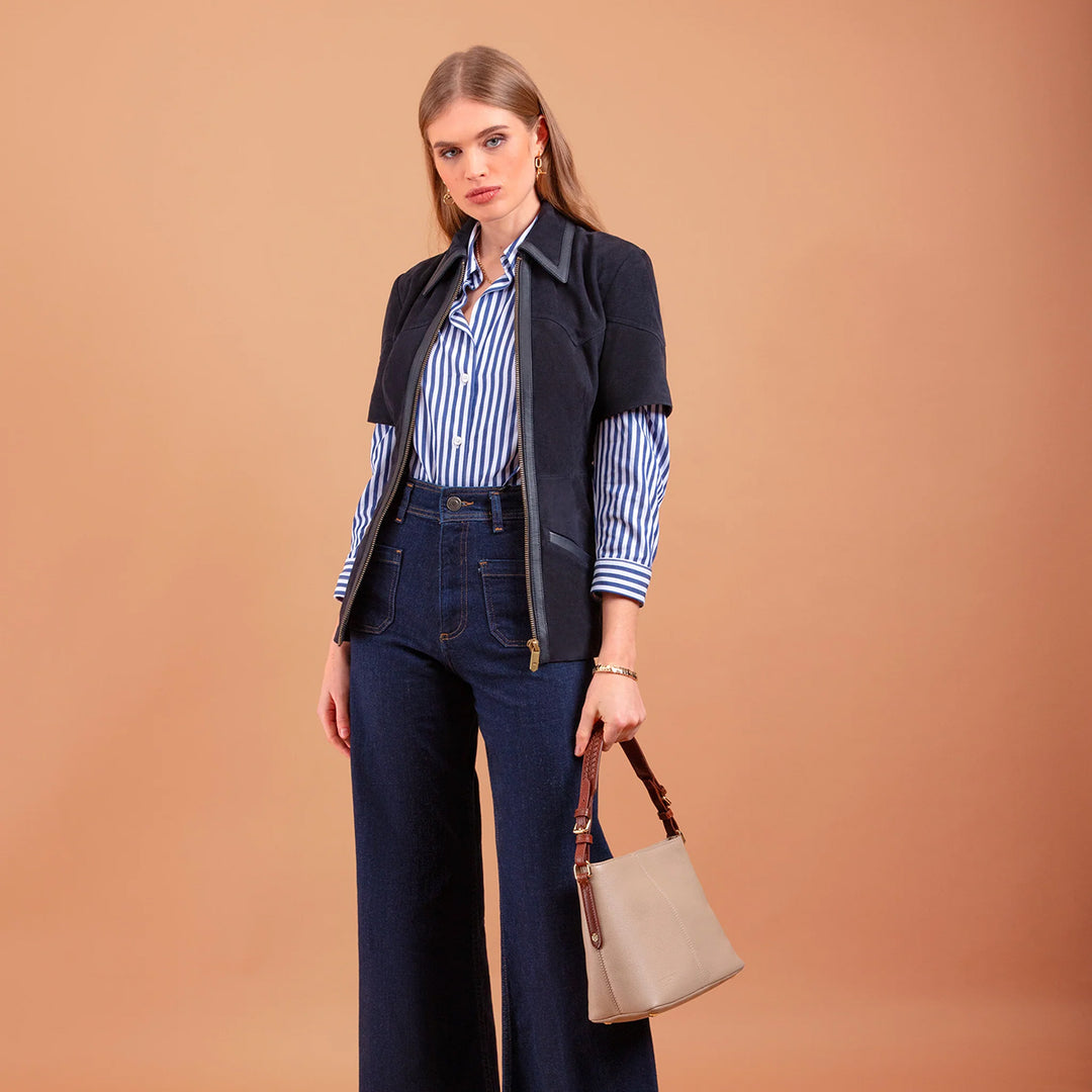 Fairfax & Favor Ladies Limited Edition Stone Leather Mini Tetbury Handbag