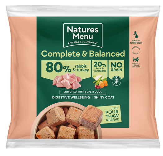 Natures Menu Raw Frozen 80% Rabbit & Turkey Nuggets