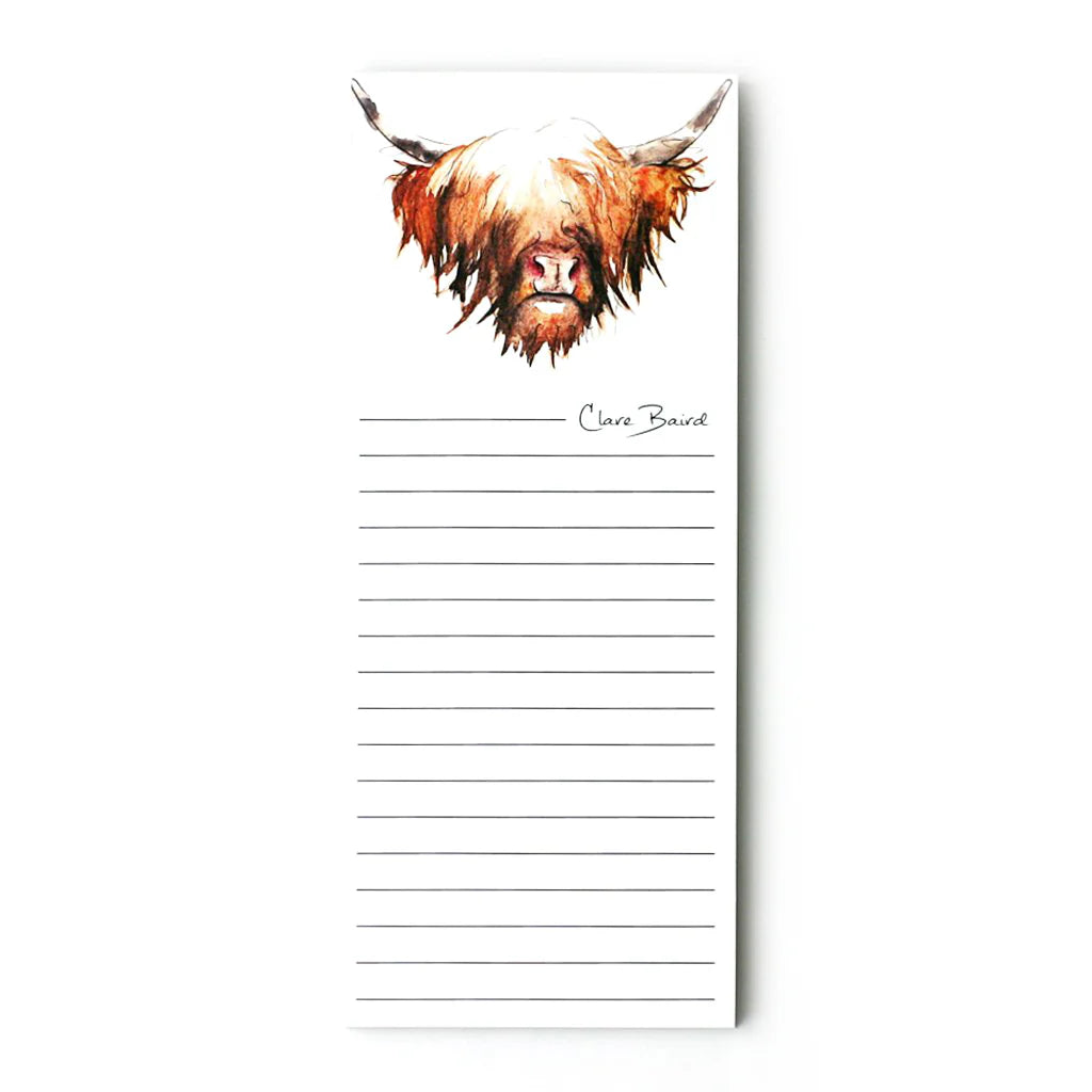 Clare Baird Highland Cow Magnetic Notepad