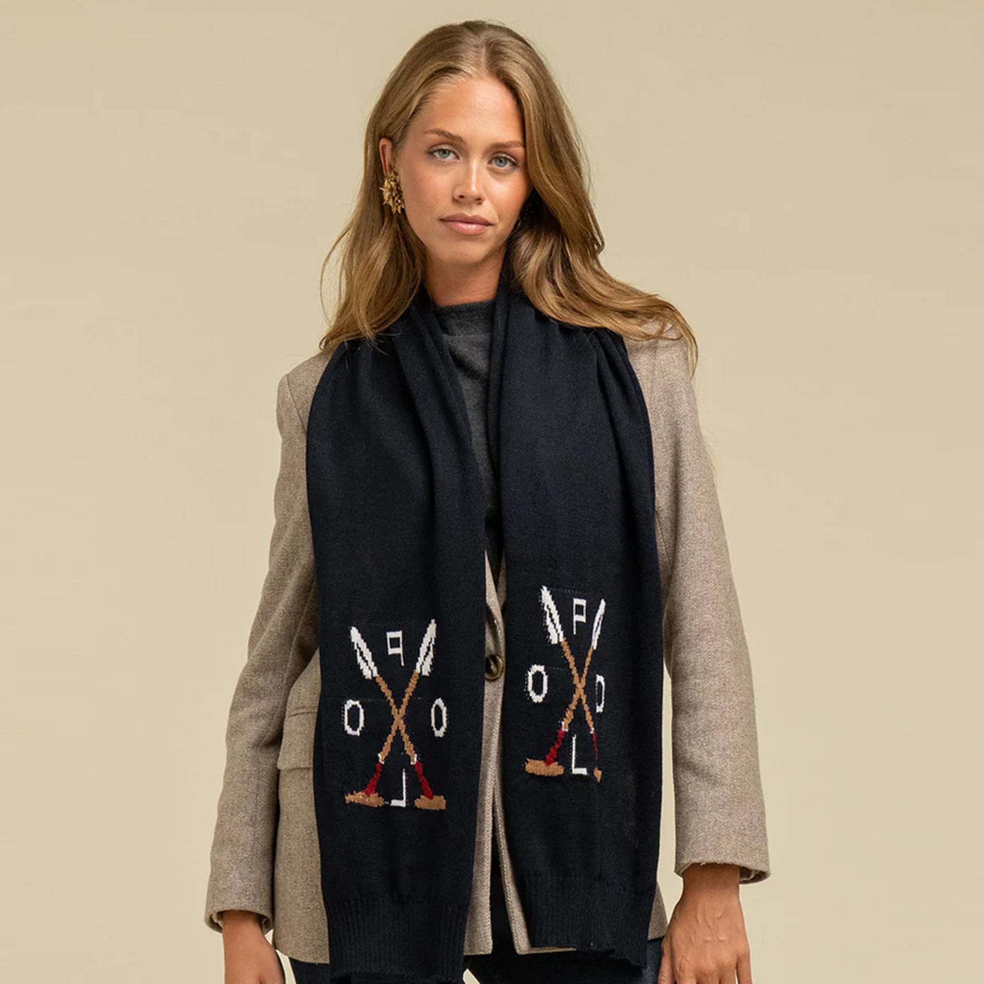 Waring Brooke Ladies Polo Chunky Scarf - Navy | Millbry Hill
