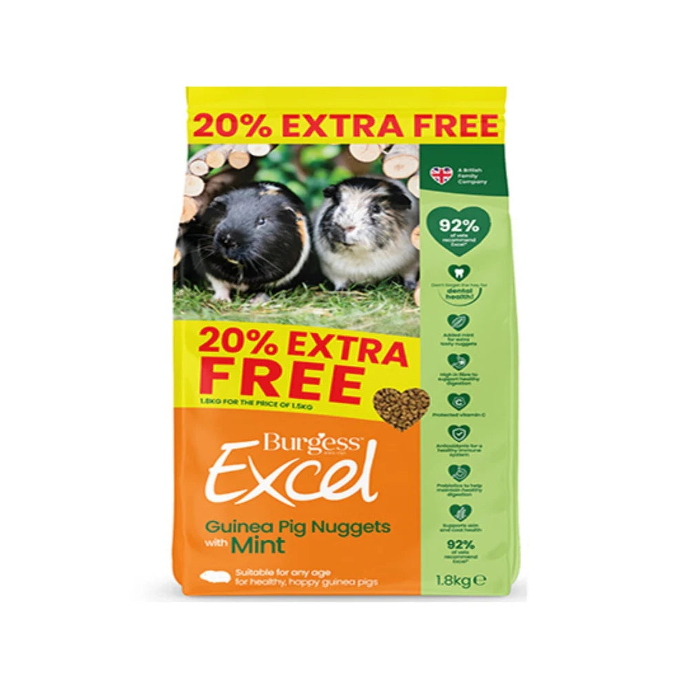 Burgess Excel Guinea Pig Nuggets with Mint 20% Extra Free | Millbry Hill