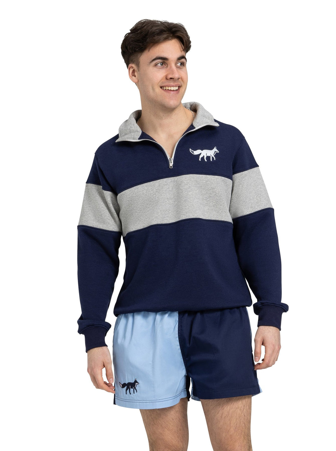 Cotswold Fox Unisex Harlequin Shorts Cornflower Blue