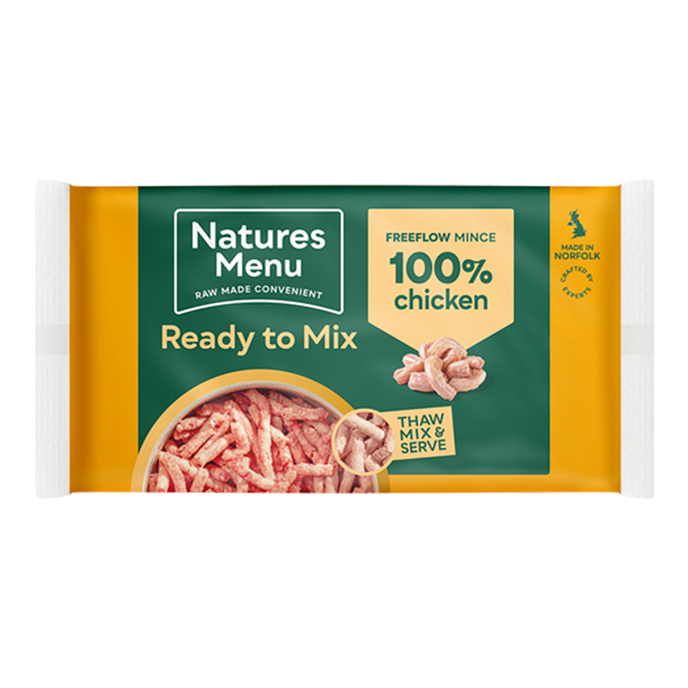 Natures Menu Raw Frozen 100% Chicken FreeFlow Mince 100g Extra Free