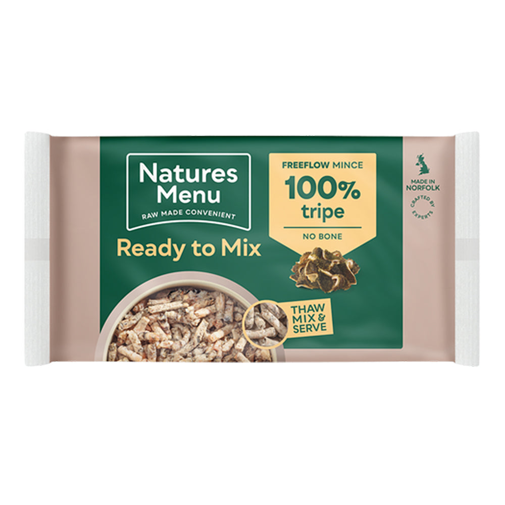 Natures Menu Raw Frozen 100% Tripe FreeFlow Mince 100g Extra Free