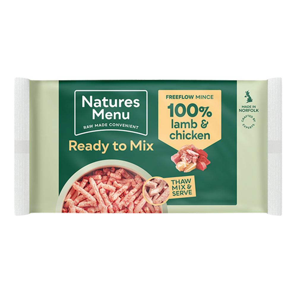 Natures Menu Raw Frozen 100% Lamb & Chicken FreeFlow Mince 100g Extra Free