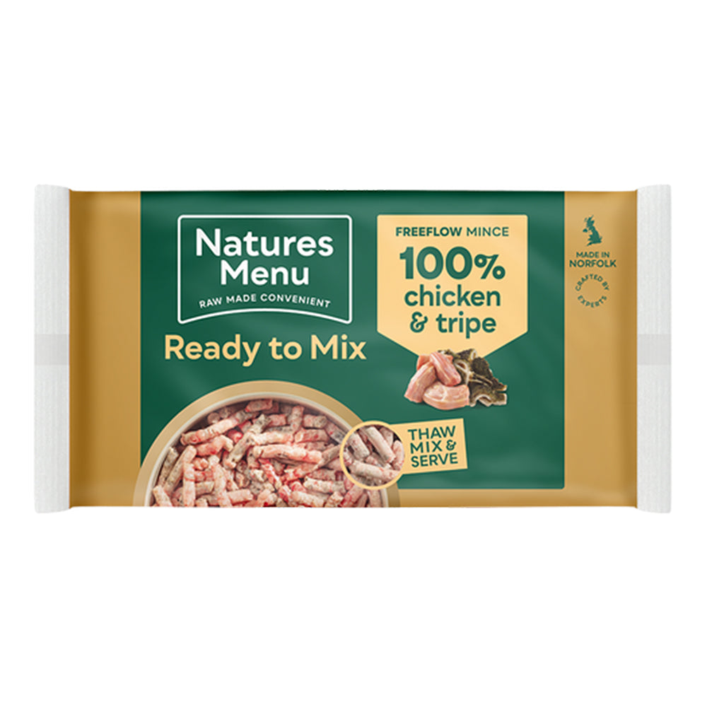 Natures Menu Raw Frozen 100% Chicken & Tripe FreeFlow Mince 100g Extra Free