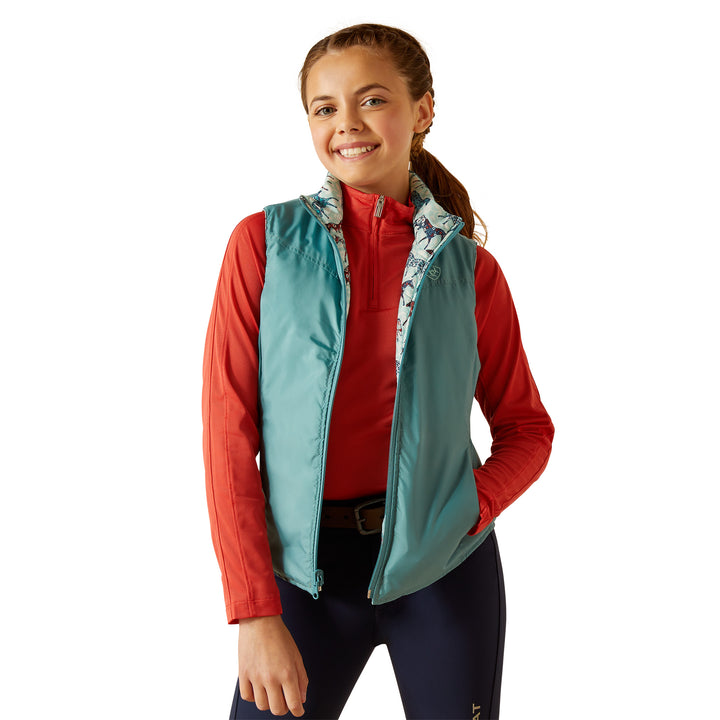 Ariat Girls Bella Insulated Reversible Vest#Blue Print