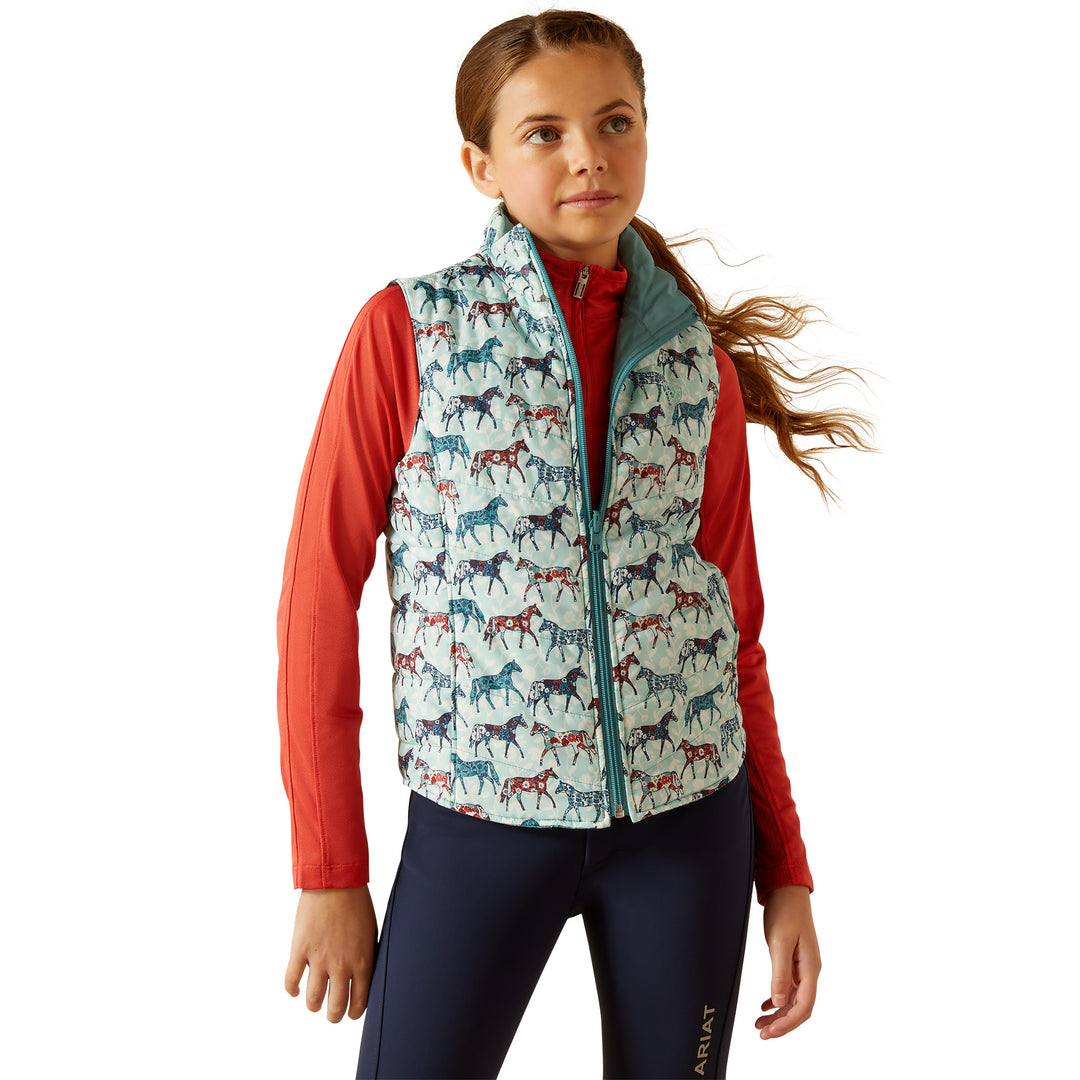 Ariat Girls Bella Insulated Reversible Vest#Blue Print