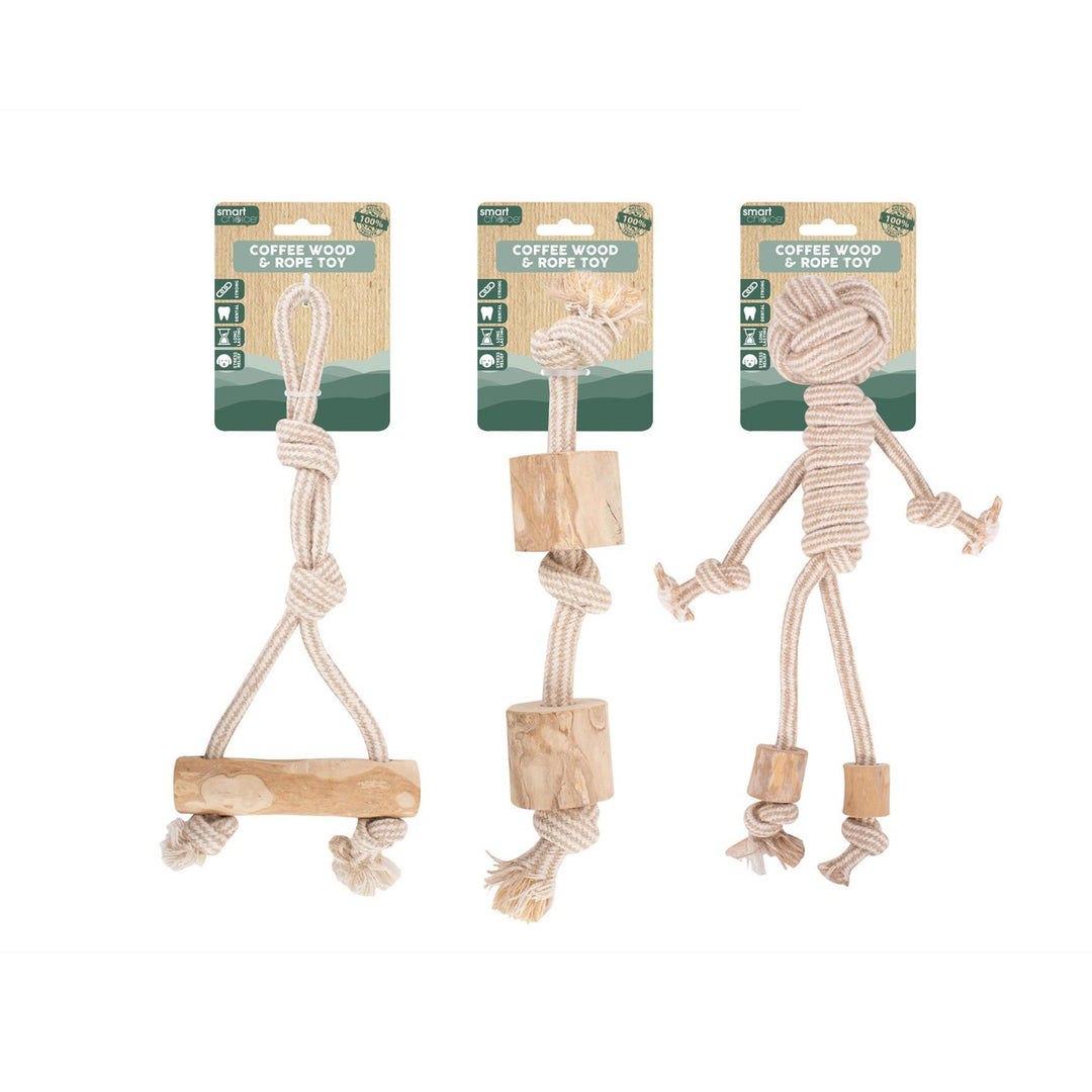 Smart Choice Coffee Wood & Rope Dog Toy