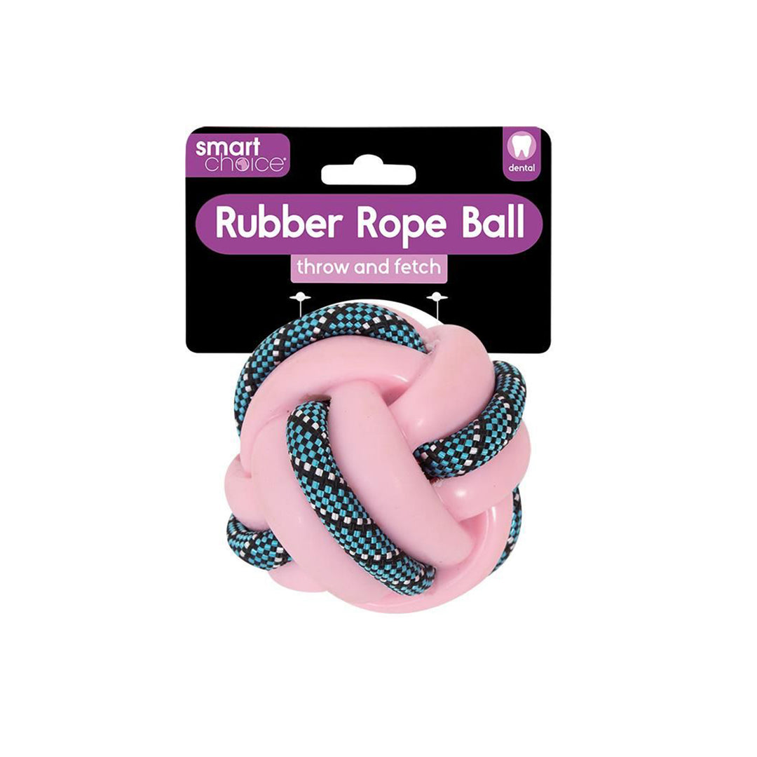 Smart Choice Rubber & Rope Ball Dog Toy