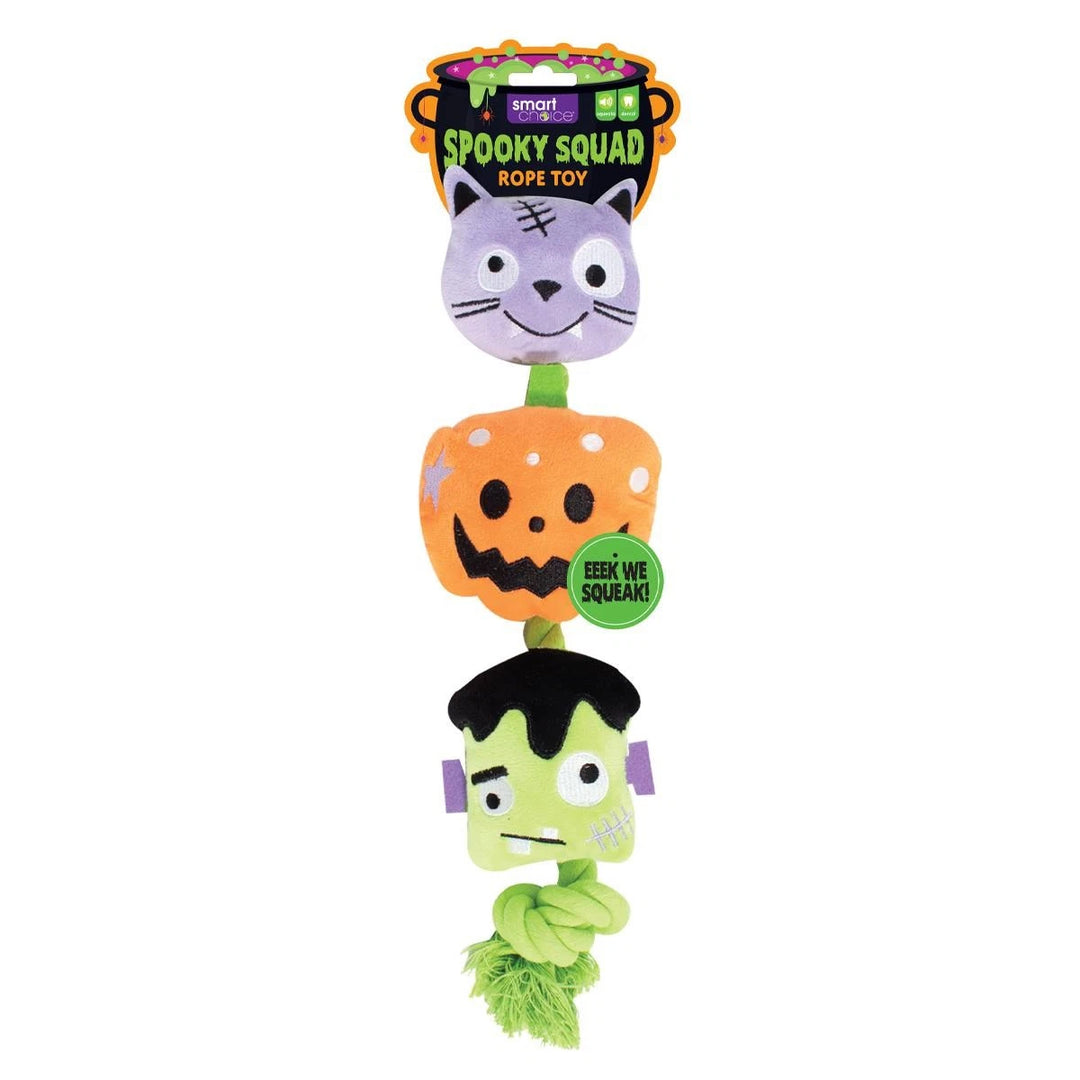 Smart Choice Squeaky Spooky Plush & Rope Dog Toy