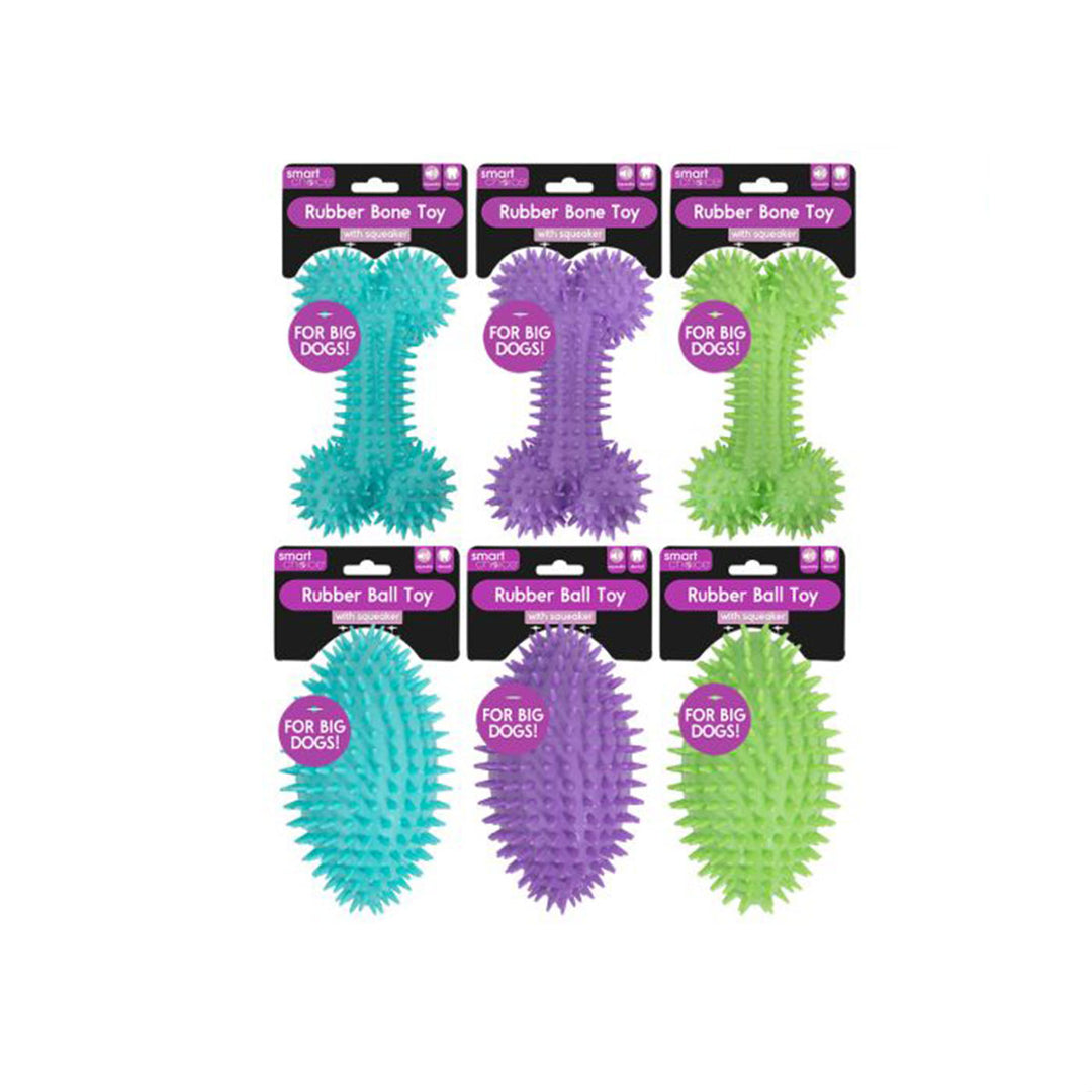 Smart Choice Large Squeaky Rubber Spiky Dog Toy
