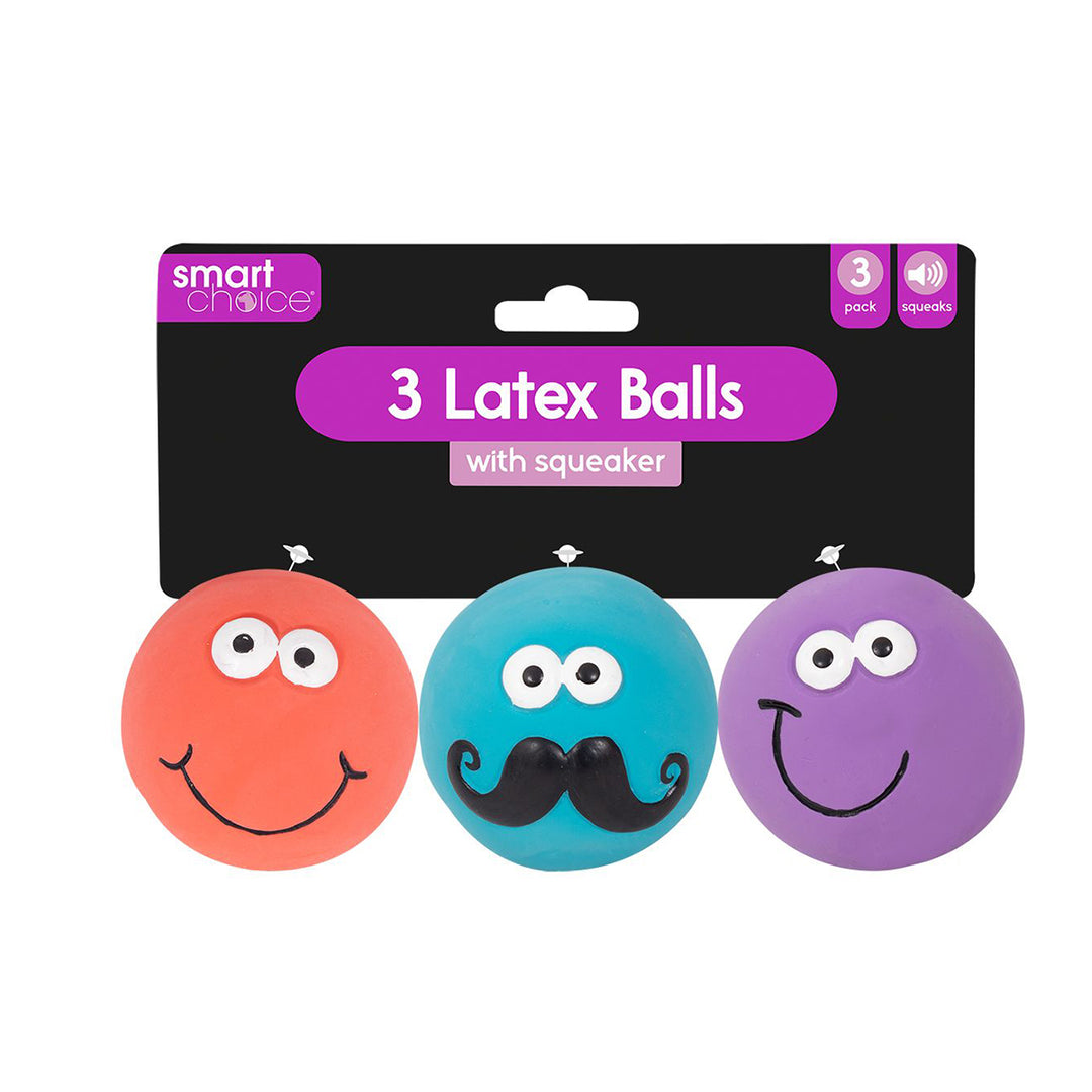 Smart Choice Squeaky Face Latex Ball Dog Toy