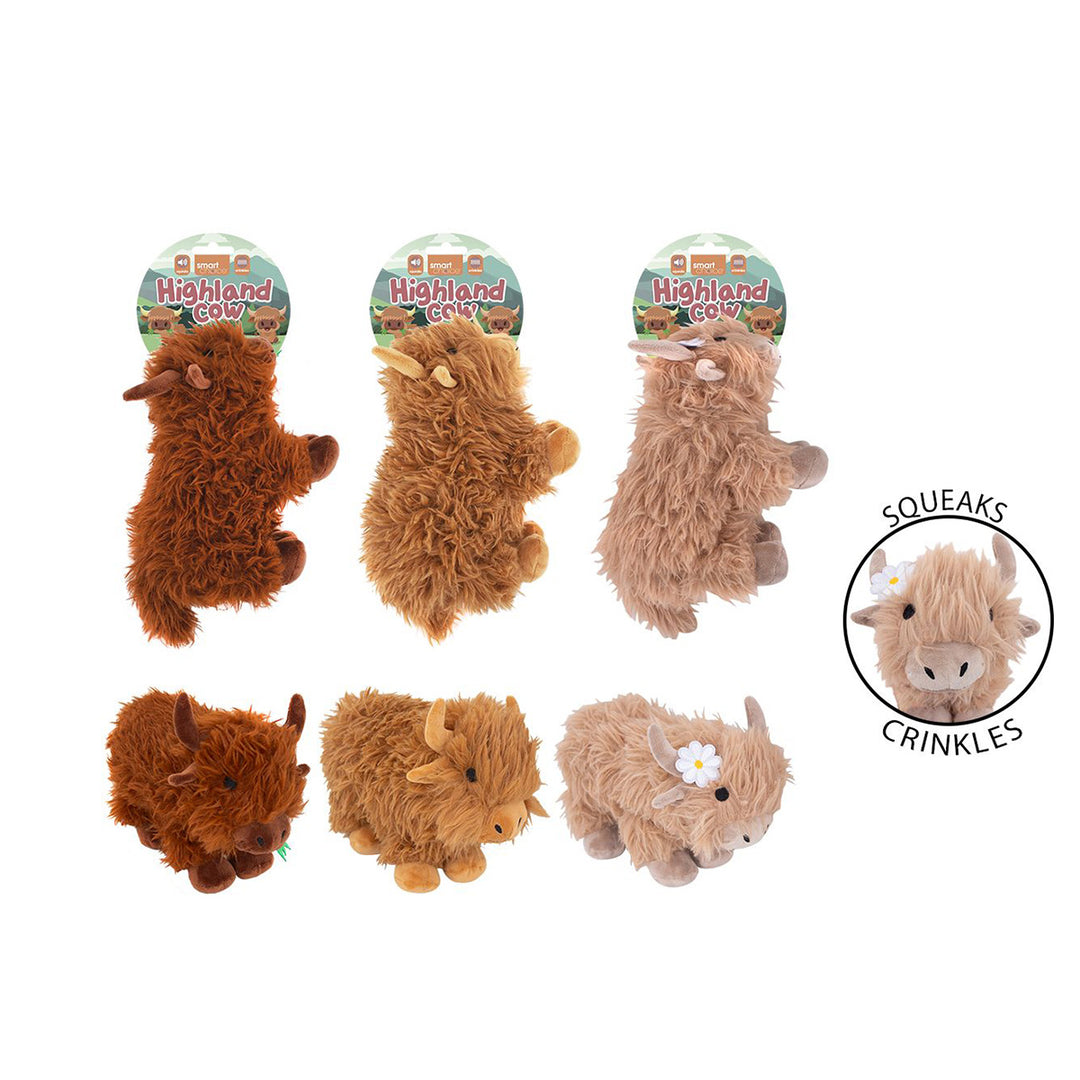 Smart Choice Squeaky Plush Highland Cow Dog Toy