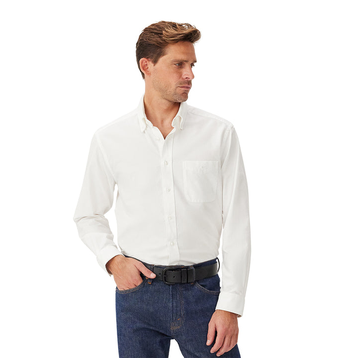 R M Williams Mens Regular Oxford Stripe Shirt