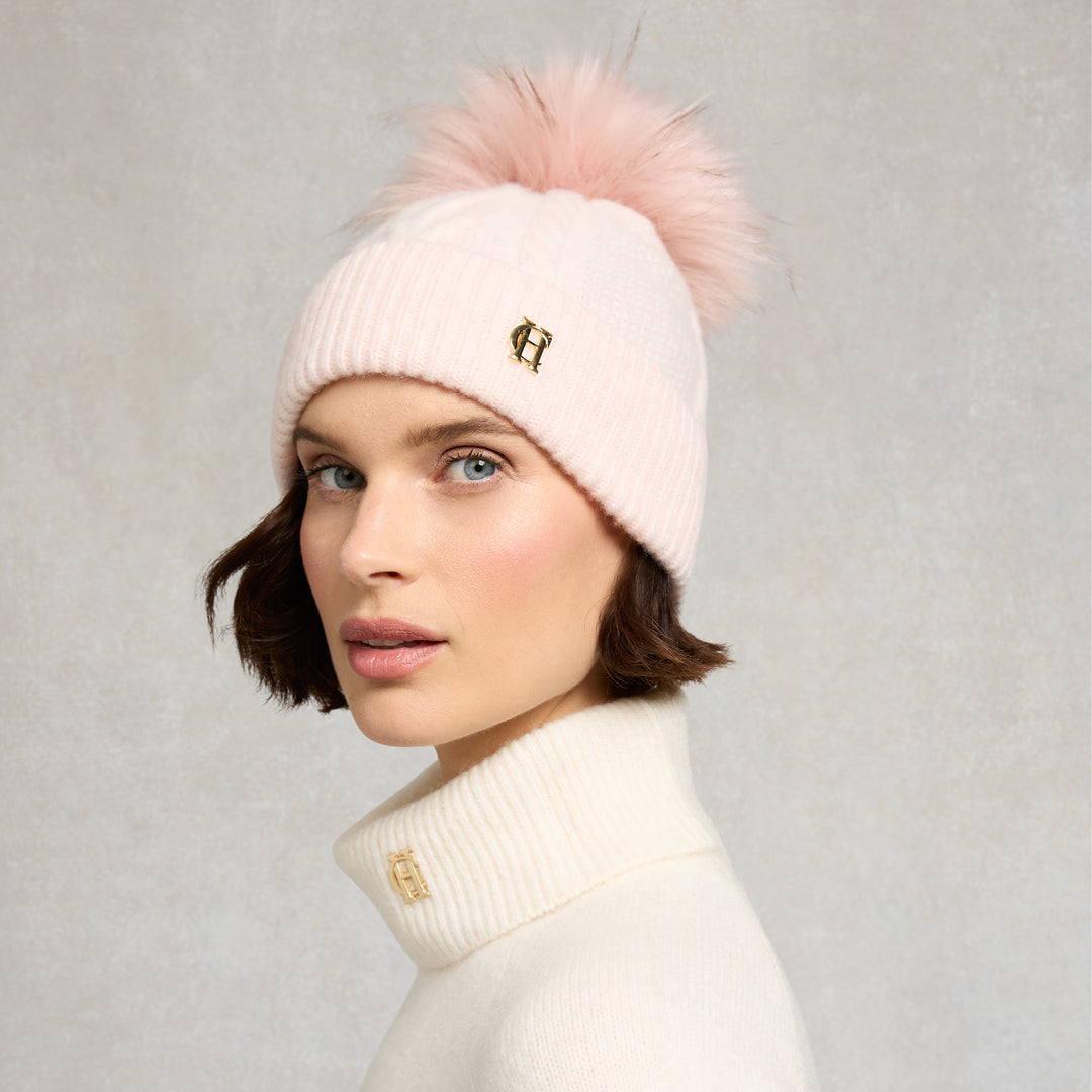 Holland Cooper Ladies Sloane Cable Bobble Hat