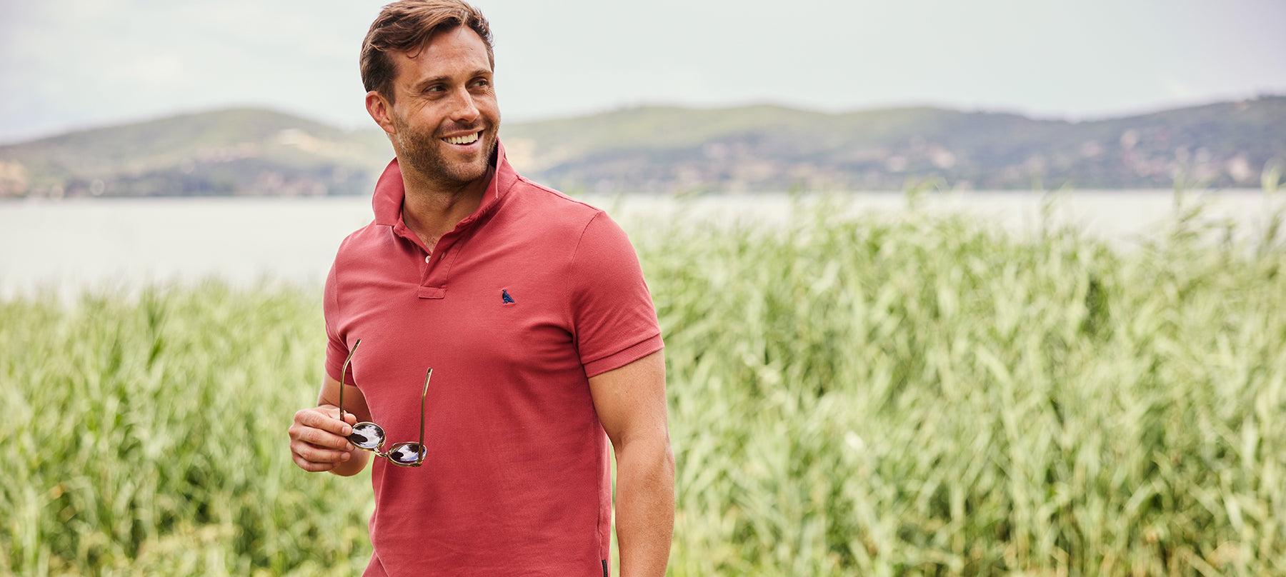 Man wearing Schoffel polo shirt