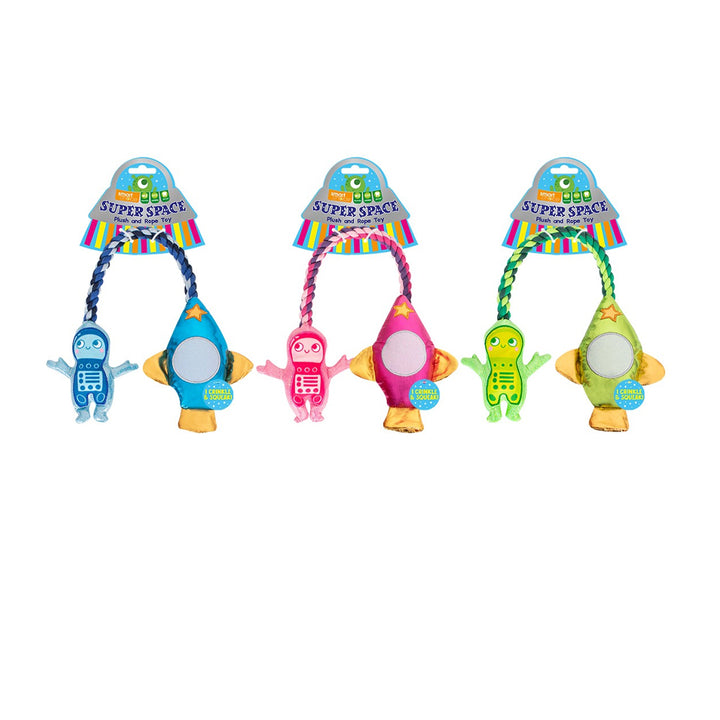 Smart Choice Squeaky Rope Rocket Dog Toy
