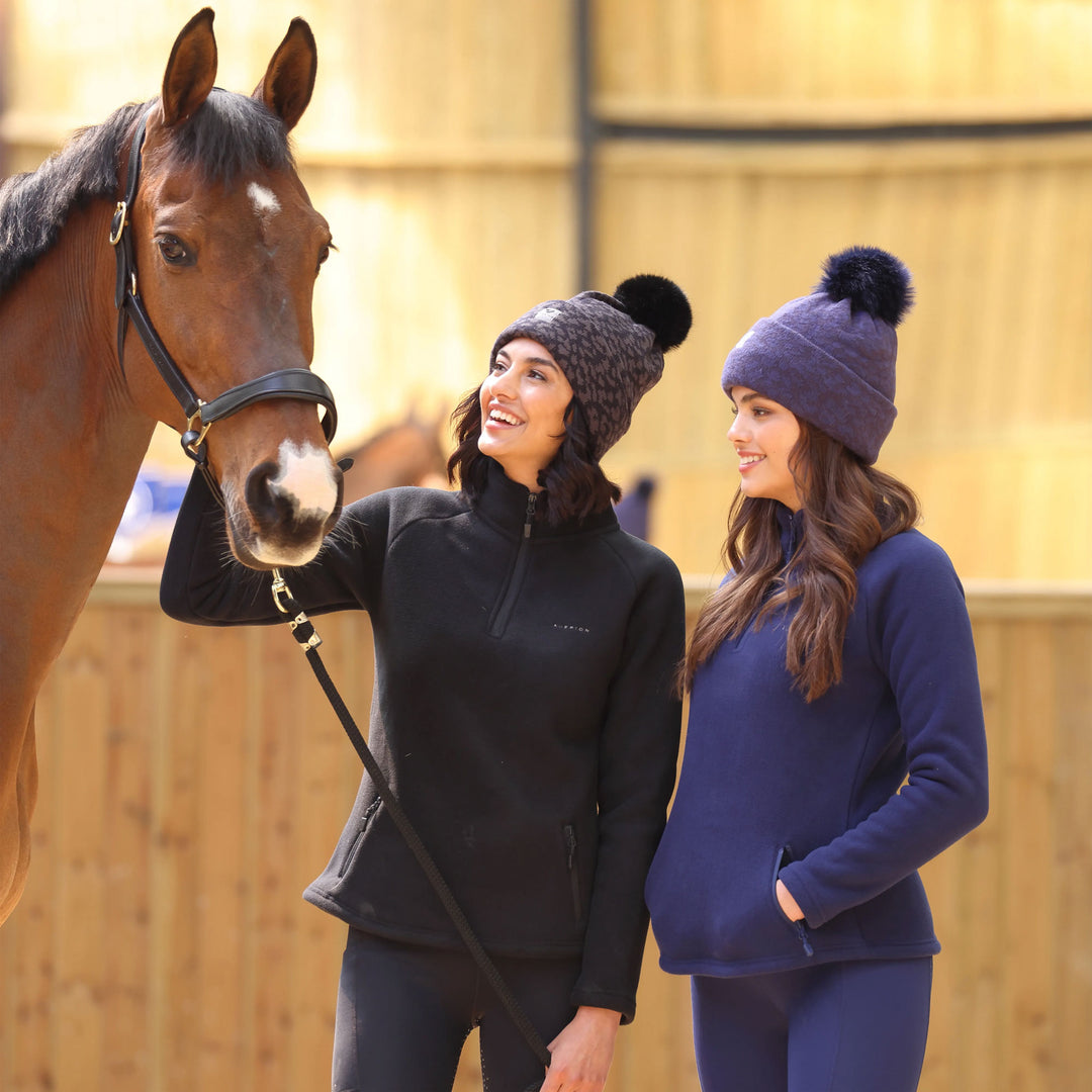 The Aubrion Fleece Lined Bobble Hat in Dark Blue#Dark Blue