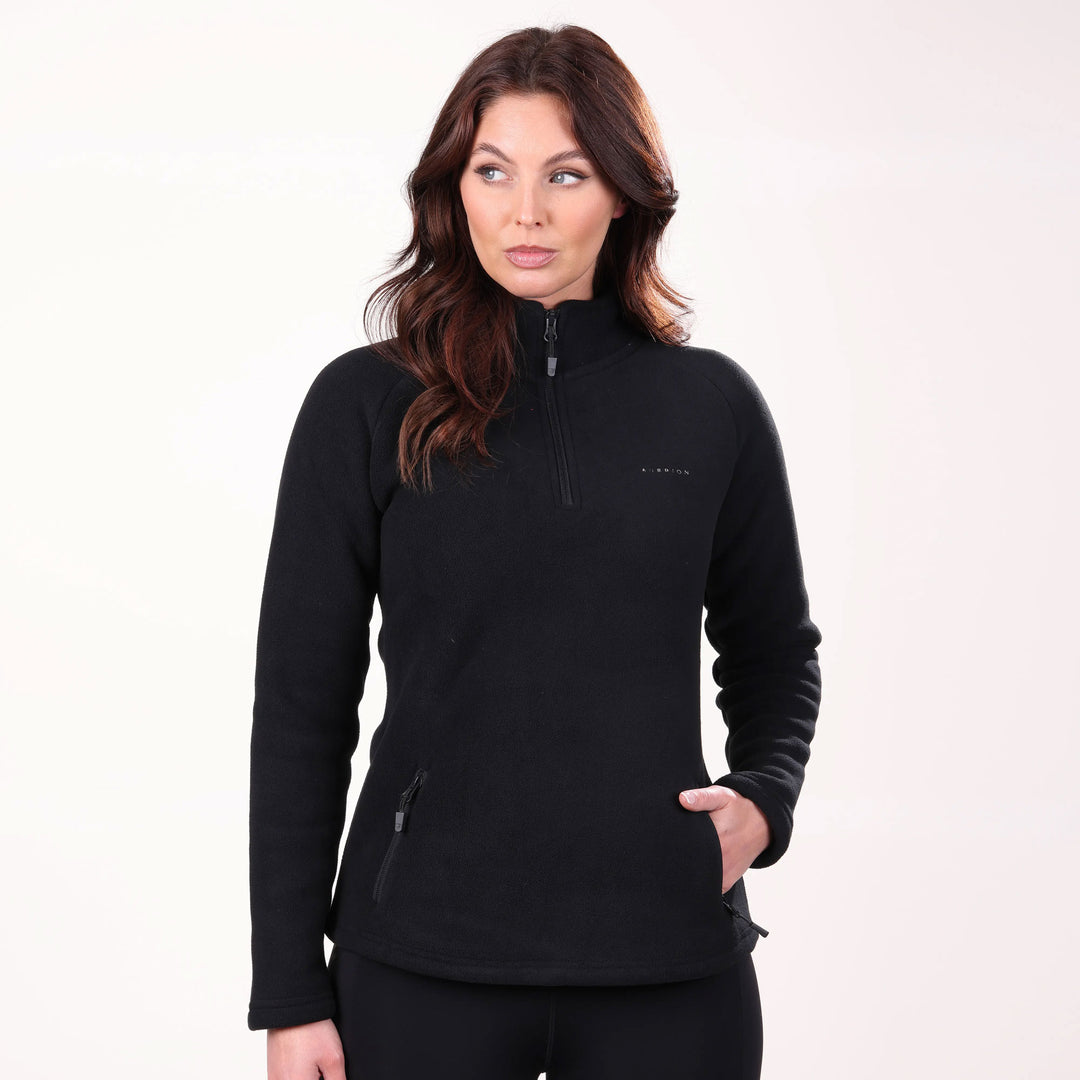 The Aubrion Ladies Restore Half Zip Fleece in Black#Black