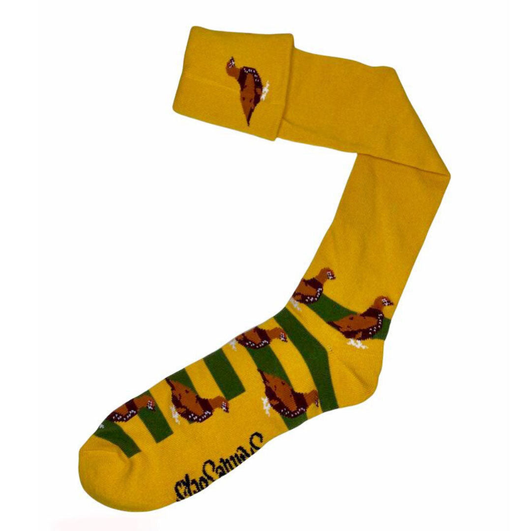 The Shuttle Socks Mens Shooting Socks Yellow Grouse in Green Stripe#Green Stripe
