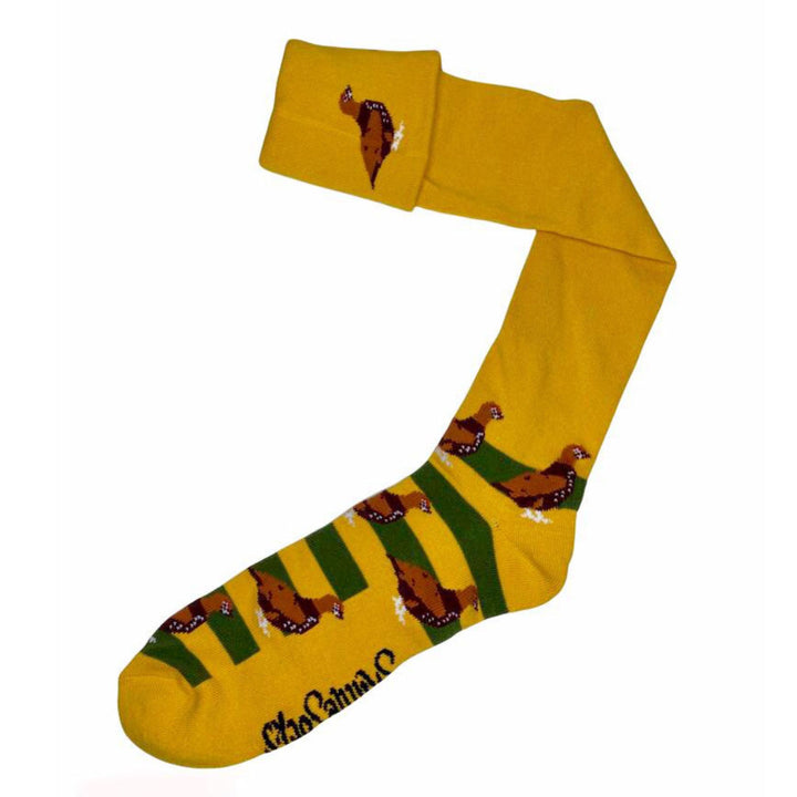 The Shuttle Socks Mens Shooting Socks Yellow Grouse in Green Stripe#Green Stripe
