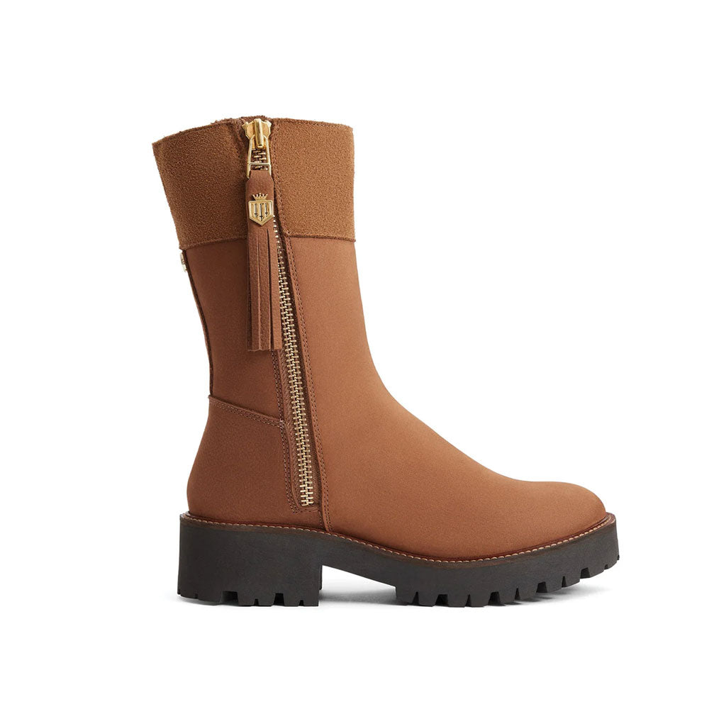 The Fairfax & Favor Ladies Shearling Lined Paris Nubuck Boots in Cognac#Cognac