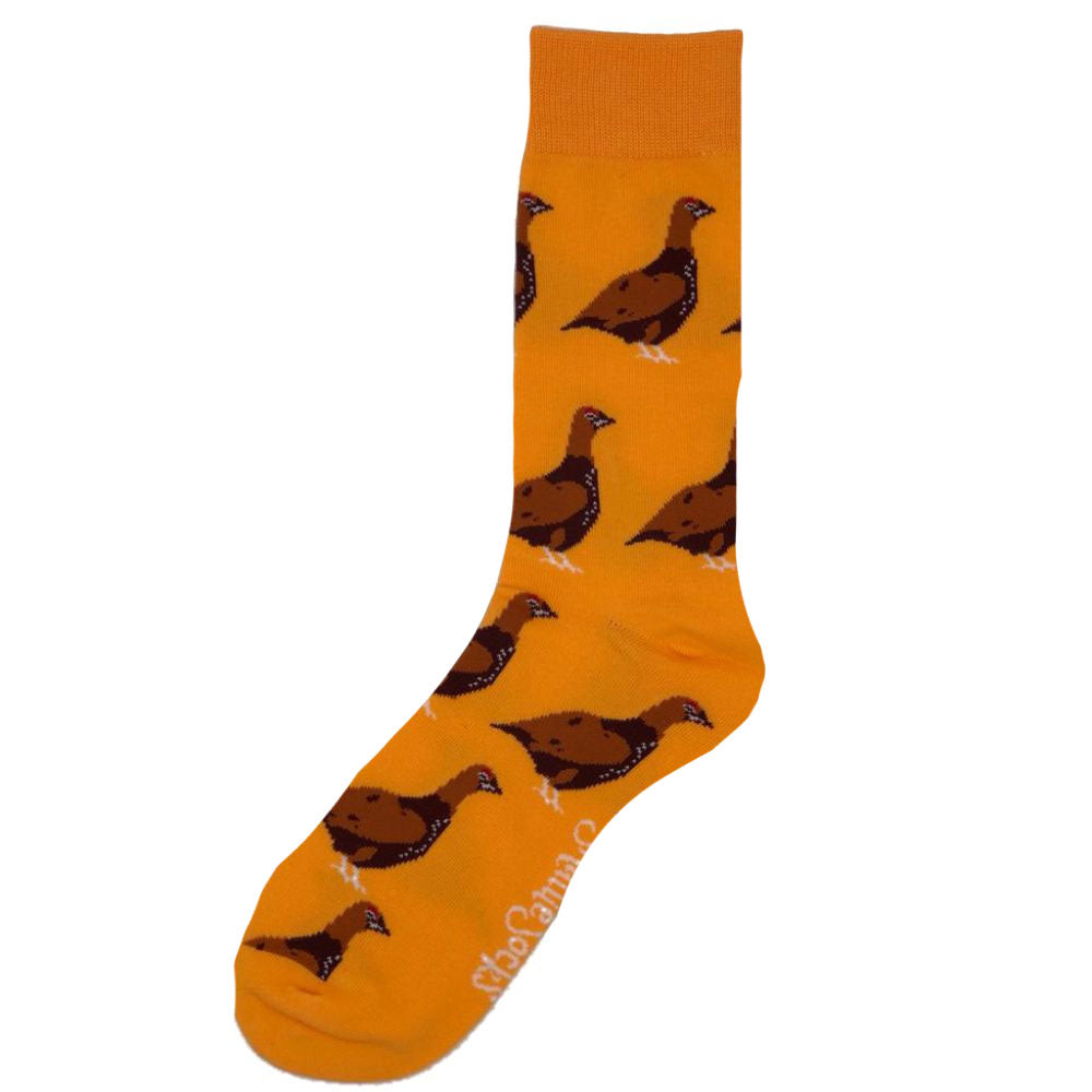 The Shuttle Socks Mens Standing Grouse Socks in Orange#Orange