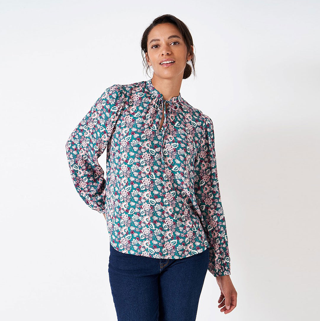 The Crew Ladies Orla Blouse in Turquoise Print#Turquoise Print