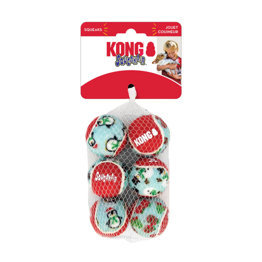 Kong Christmas Holiday Squeakair Balls 6 Pack Small