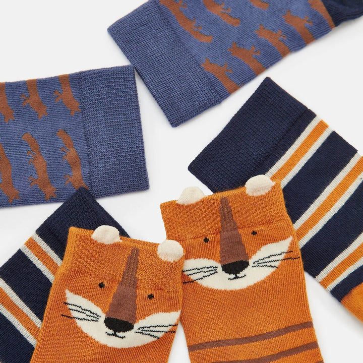 Joules Boys Eat Feet Fox Socks 3 Pack