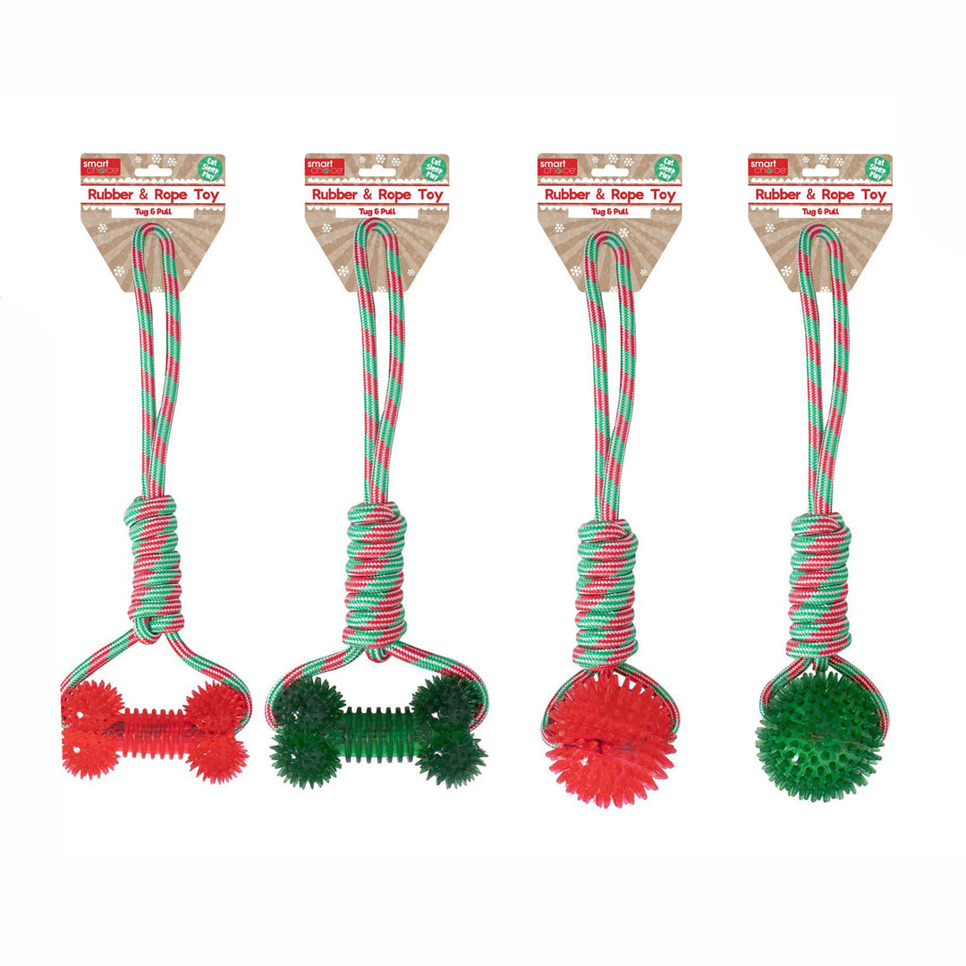 Smart Choice Rubber & Rope Festive Tug Dog Toy