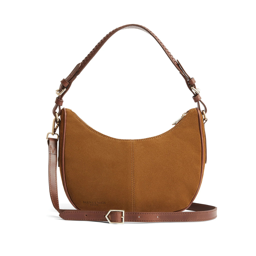 The Fairfax & Favor Tetbury Crescent Bag Suede in Tan#Tan