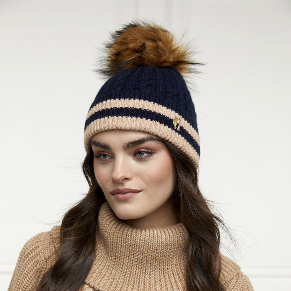 Holland Cooper Ladies Zoe Bobble Hat Ink Navy Millbry Hill