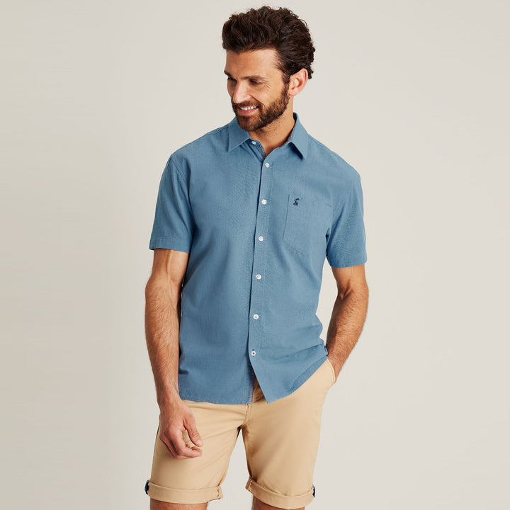 The Joules Mens Breaker Linen Shirt in Blue#Blue