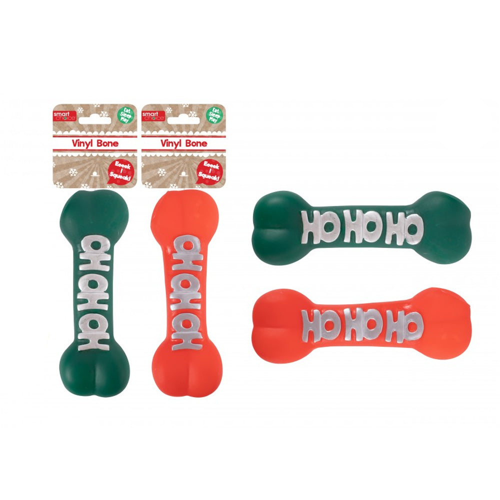 Smart Choice Festive Squeaky Vinyl Hohoho Dog Toy