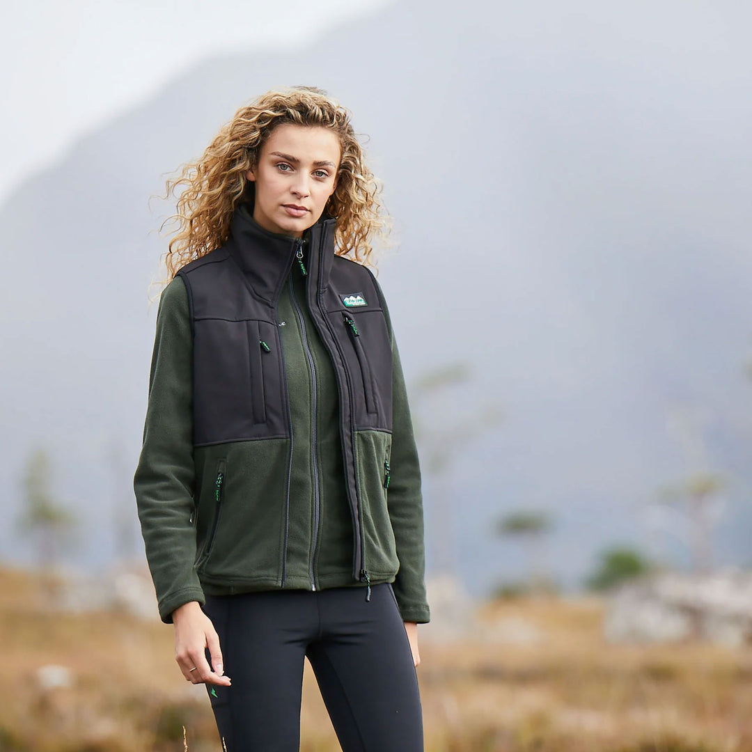 The Ridgeline Ladies Hybrid Vest in Olive#Olive