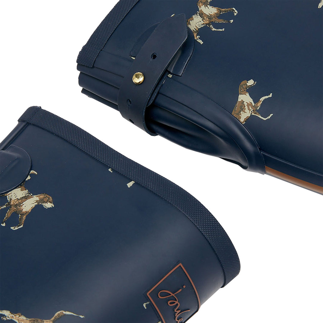Joules Ladies Welly Print Wellies - Navy Dogs